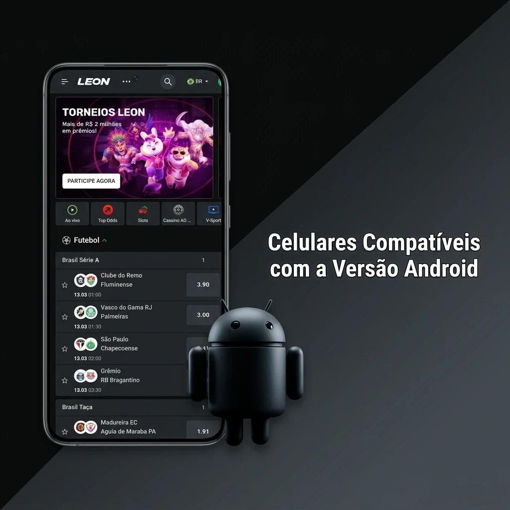 Tabela listando marcas e modelos de celulares compatíveis com a versão Android, como Samsung, Sony e Xiaomi.