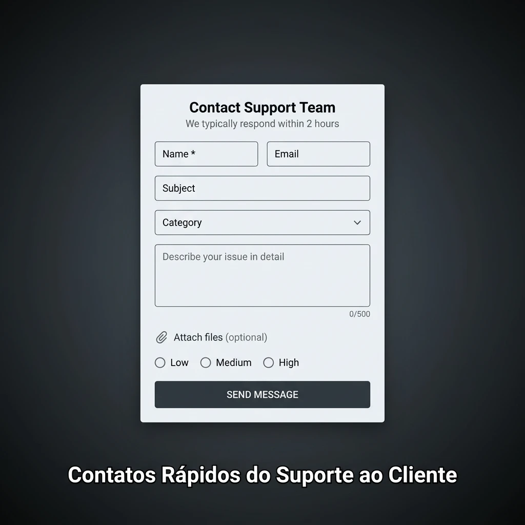 Canais de suporte ao cliente 24/7 com chat ao vivo, e-mail e Perguntas Frequentes para atendimento rápido.