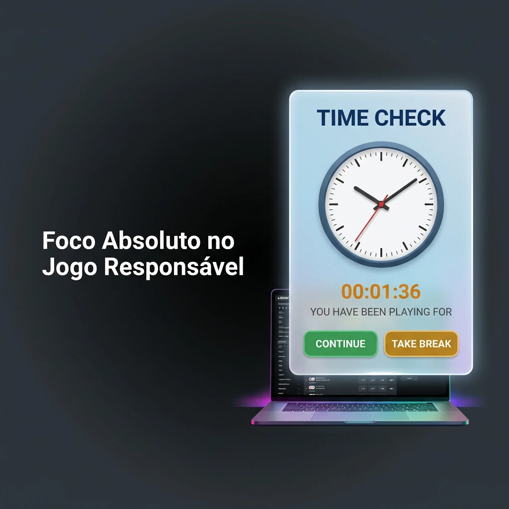Ilustração de jogo responsável focada em limites financeiros, pausas automáticas e proteção da mentalidade do jogador.