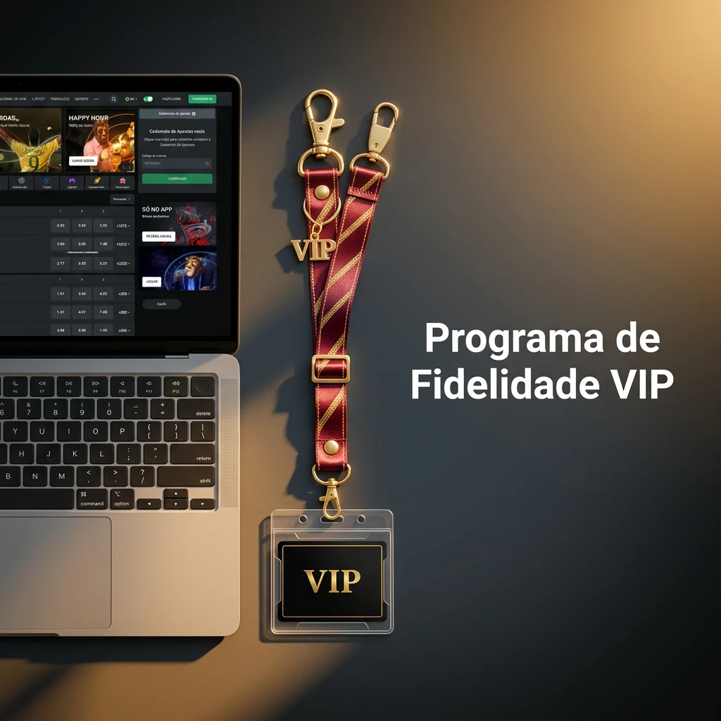 Ilustração do Programa de Fidelidade VIP exibindo níveis de novato a lenda, com benefícios e bônus em dinheiro.