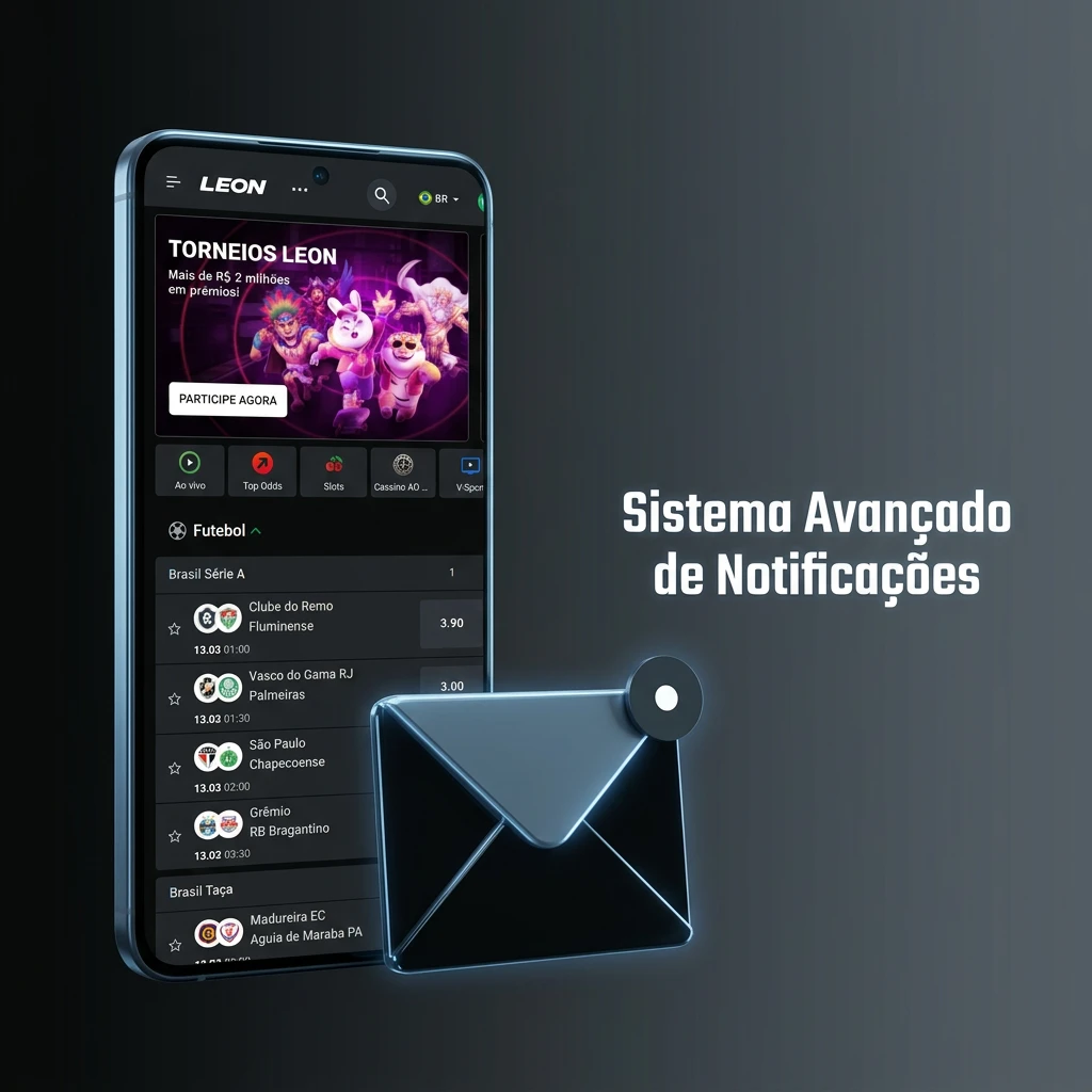 Interface do Sistema Avançado de Notificações alertando sobre apostas, partidas, promoções e segurança da conta.