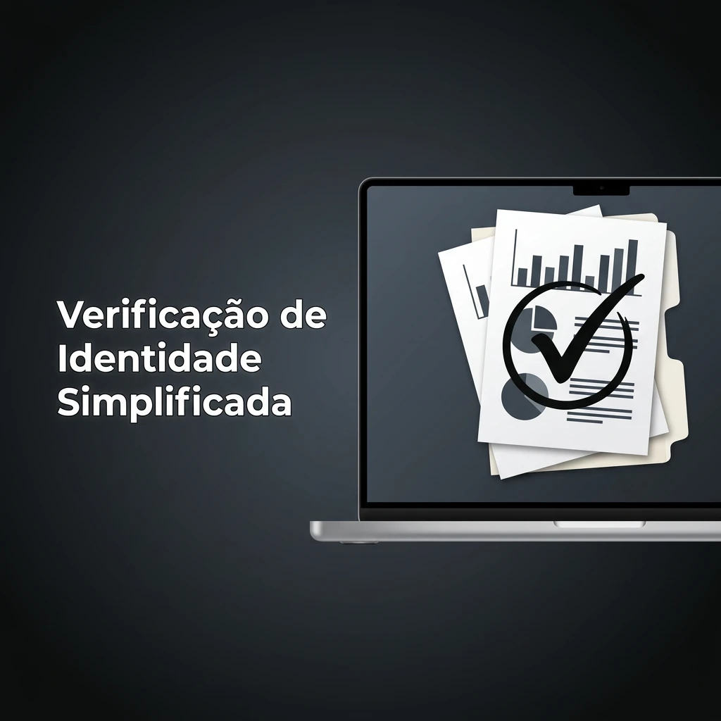Passos para verificação de identidade simplificada: envio de foto de documento (RG/CNH) e comprovante de residência.