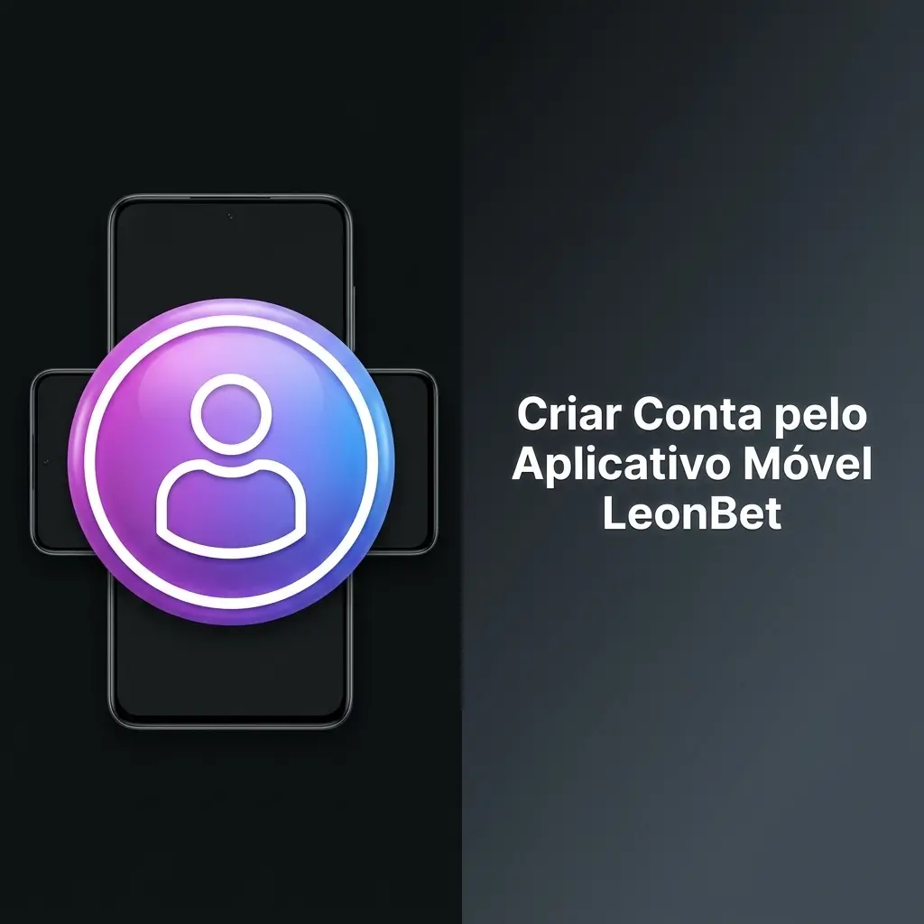 Tela de smartphone exibindo os passos para criar uma conta no aplicativo móvel LeonBet.