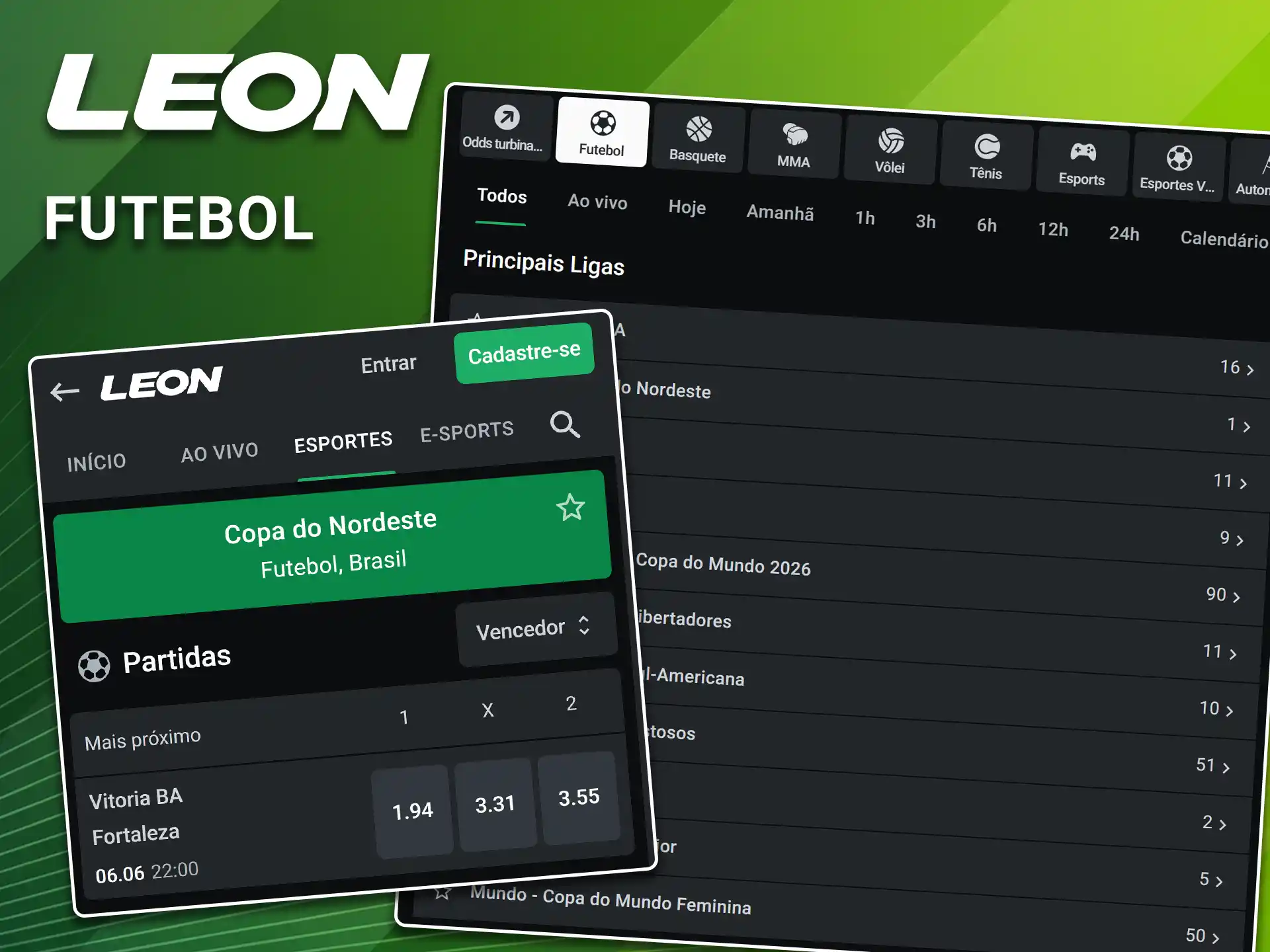 Encontre as melhores odds para apostar nos principais campeonatos de futebol na LeonBet.